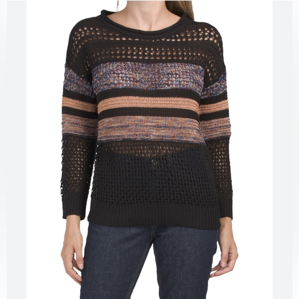 GREIGE Women's Metallic Crochet Sweater‎ Size Large multicolor, fall